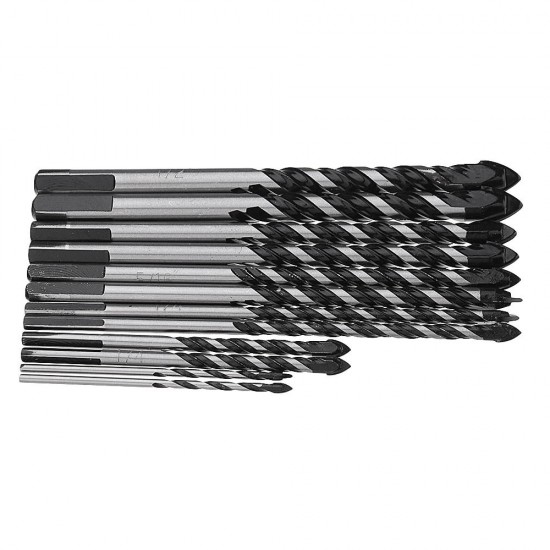 10pcs 1/8 1/4 5/16 3/8 1/2 Masonry Drill Bits Twist Drill Set for Tile Brick Cement Concrete