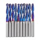 10pcs 3.175mm Shank Nano Blue Coat Flat Nose End Mill CNC Router Bits 1/8 Inch Shank Spiral Upcut 2 Flute Milling Cutter