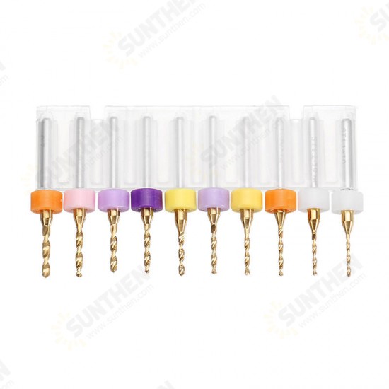 10pcs Titanium Coated Tungsten Carbide Micro PCB Drill Bits Set for PCB Circuit Board