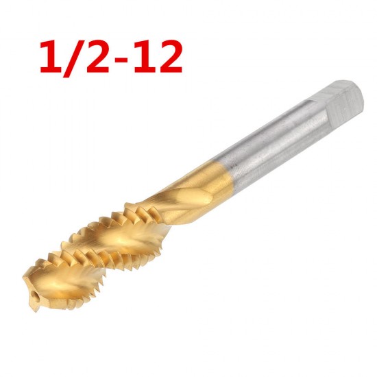 1/2-3/4 Imperial Spiral Flute Hand Tap HSS Titanium Coated Machine Screw Plug Tap Drill