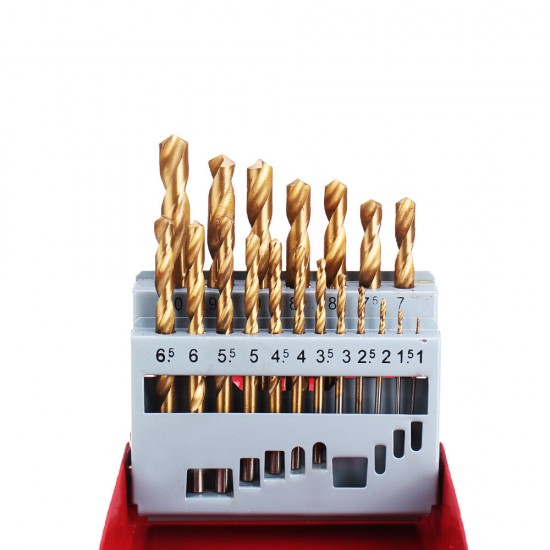 13/19/25pcs HSS Twist Drill Bit Set 1-10mm Titanium Coated Drill Bit for Wood Metal Drilling