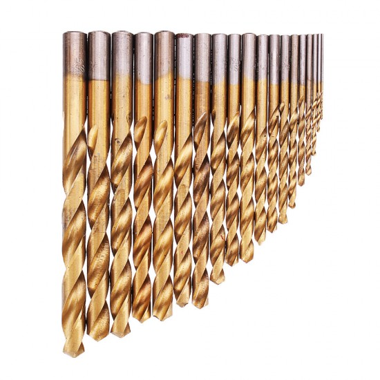 13/19/25pcs HSS Twist Drill Bit Set 1-10mm Titanium Coated Drill Bit for Wood Metal Drilling