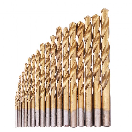 13/19/25pcs HSS Twist Drill Bit Set 1-10mm Titanium Coated Drill Bit for Wood Metal Drilling