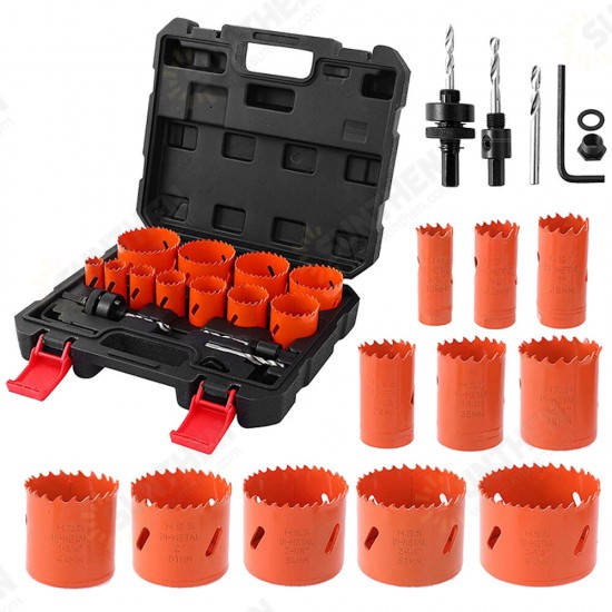 17pcs 19-64mm Bi-Metal Hole Saw Cutter Set Wood Metal Drilling Tools Hole Core Cutter Hole Saw Drill