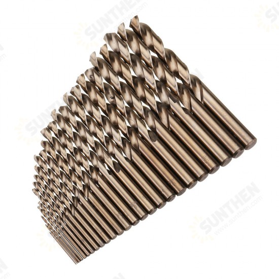 25pcs 1-13mm HSS M35 Cobalt Twist Drill Bit Set for Metal Wood Drilling