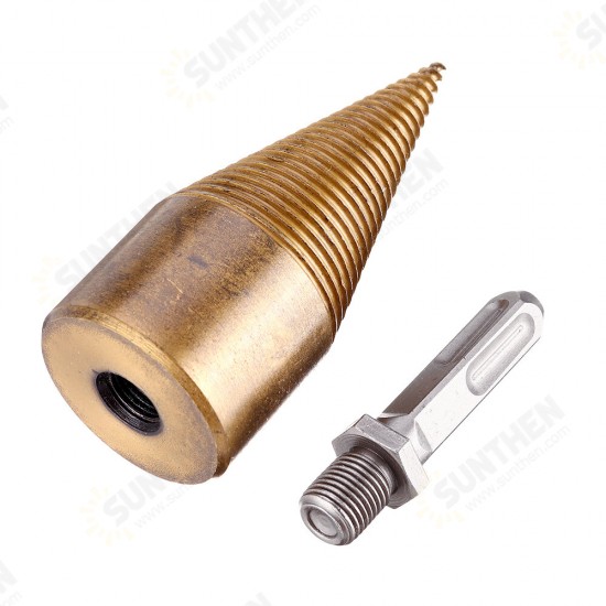 32/42mm Titanium Coated HSS Round/Square/Hexagonal Shank Firewood Drill Bit Splitter Wood Split Cone Drill Bit For Tree Cutting