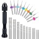 36 Pieces Hand Drill Set Include Pin Vise Hand Drill Mini Drills and 0.5-3.0mm HSS Drills and 0.3-1.2mm PCB Drill for Craft Carving DIY