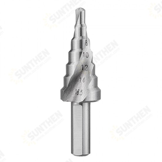 4-16.5mm HSS Step Drill Bit High Speed Steel Triangular Handle Spiral Groove Step Drill Bit