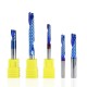 4mm Shank 1 Flute Spiral End Mill Carbide End Mill Blue Nano Coating CNC Router Bit Single Flute End Mill Milling Cutter