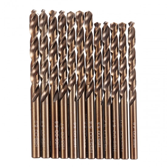 51Pcs 1-6mm M35 Cobalt Drill Bit Set HSS-Co Jobber Length Twist Drill Bits with Metal Case for Stainless Steel Wood Metal Drilling