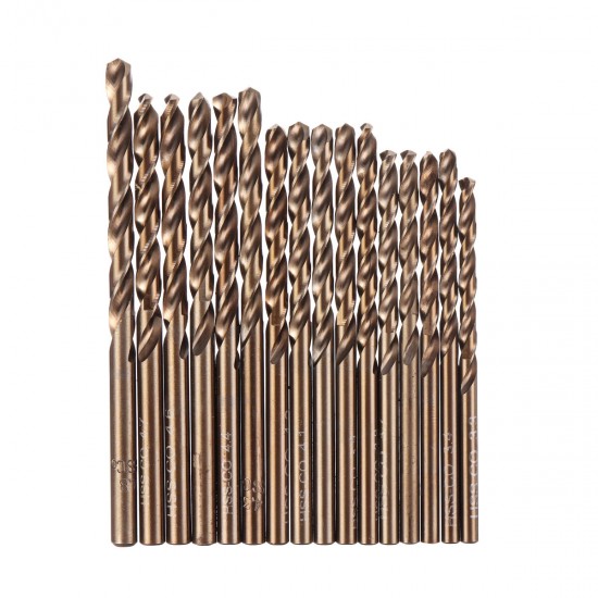 51Pcs 1-6mm M35 Cobalt Drill Bit Set HSS-Co Jobber Length Twist Drill Bits with Metal Case for Stainless Steel Wood Metal Drilling