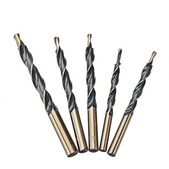 5Pcs Cobalt Drill HSS-Co Twist Step Drill Bits for Manual Pocket Hole Jig Master Woodworking Metal Stainless Steel Drilling