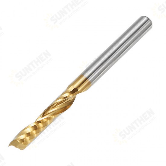 5pcs 3.175mm Shank 17mm Single Flute End Mill Cutter Titanium Coated Spiral Milling Cutter