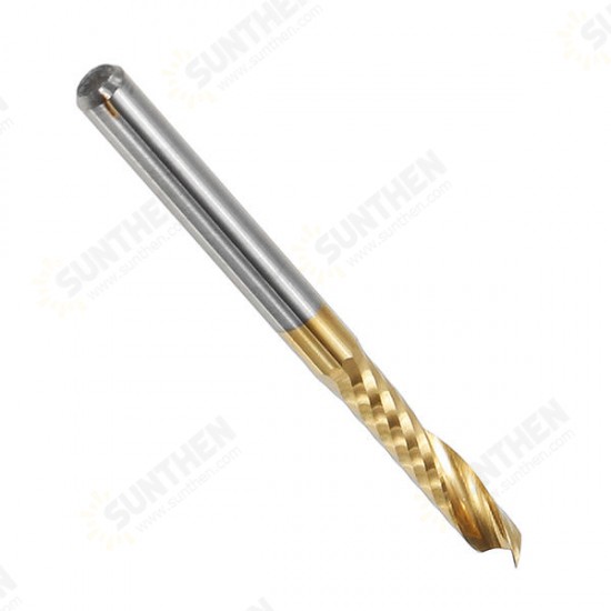 5pcs 3.175mm Shank 17mm Single Flute End Mill Cutter Titanium Coated Spiral Milling Cutter