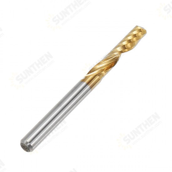 5pcs 3.175mm Shank 17mm Single Flute End Mill Cutter Titanium Coated Spiral Milling Cutter