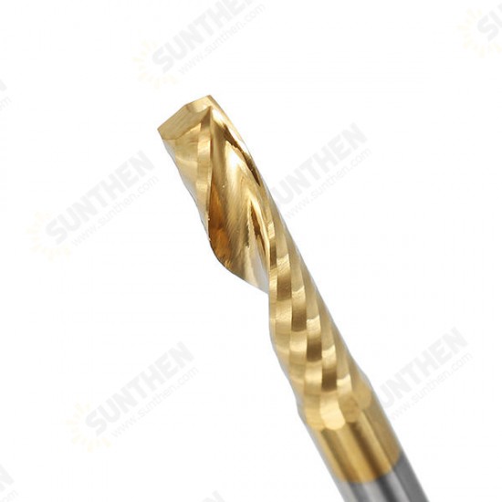 5pcs 3.175mm Shank 17mm Single Flute End Mill Cutter Titanium Coated Spiral Milling Cutter