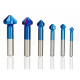 6Pcs 3 Flutes HSS Blue Nano Chamfering End Mill 90 Degree Chamfer Cutter Countersink Drill Bit