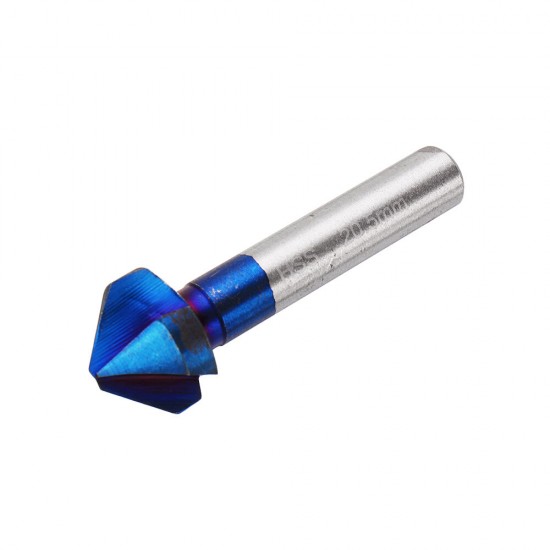 6Pcs 3 Flutes HSS Blue Nano Chamfering End Mill 90 Degree Chamfer Cutter Countersink Drill Bit