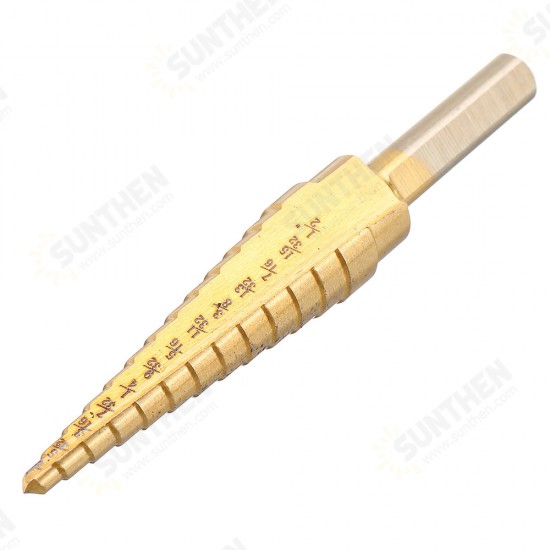 6Pcs HSS Titanium Coated Step Drill Bit With Center Punch Drill Set Hole Cutter Drilling Tool