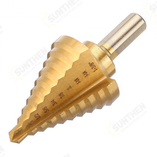 6Pcs HSS Titanium Coated Step Drill Bit With Center Punch Drill Set Hole Cutter Drilling Tool