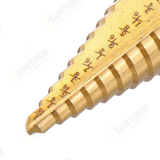 6Pcs HSS Titanium Coated Step Drill Bit With Center Punch Drill Set Hole Cutter Drilling Tool