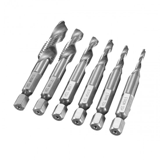 6pcs HSS 1/4inch Hex Shank Countersink Drill Bit Set UNC or Metric Deburr Countersink Bits