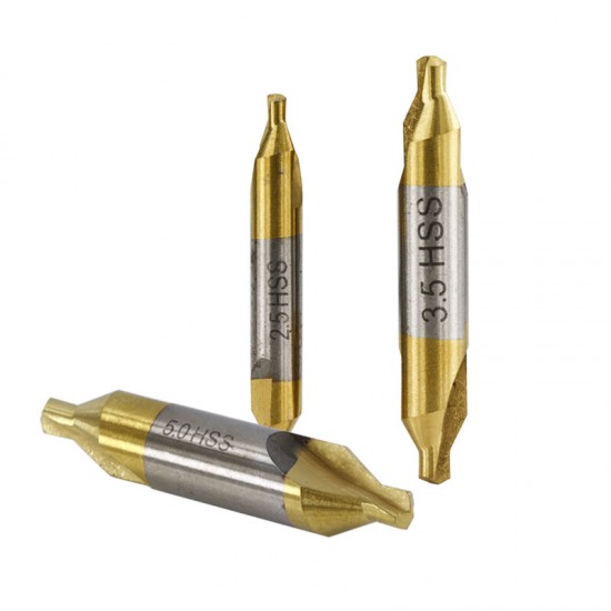 6pcs HSS Center Drill Bit 1/1.5/2/2.5/3/5mm 60 Degree Titanium Coated Countersink Drill Bit