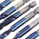 6pcs M3-M10 Combination Drill Tap Bit Set HSS 6542 Blue Nano Coated Deburr Countersink Drill Bits