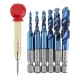 6pcs M3-M10 Combination Drill Tap Bit Set HSS Blue Nano Deburr Countersink Bits with Automatic Center Pin Punch