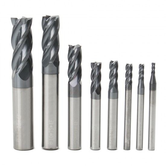 8pcs 2-12mm 4 Flutes Carbide End Mill Set Tungsten Steel Milling Cutter CNC Tool