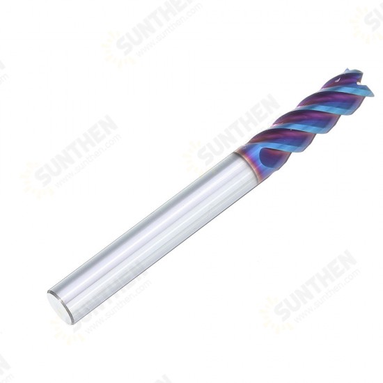 D4/5/6/8/10mm HRC60 4 Flutes Milling Cutter L75mm Blue NACO Coated Tungsten Carbide Milling Cutter CNC Tool