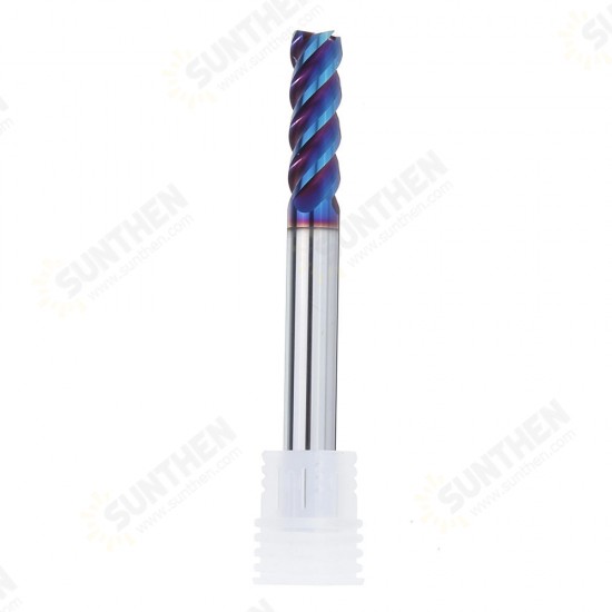 D4/5/6/8/10mm HRC60 4 Flutes Milling Cutter L75mm Blue NACO Coated Tungsten Carbide Milling Cutter CNC Tool