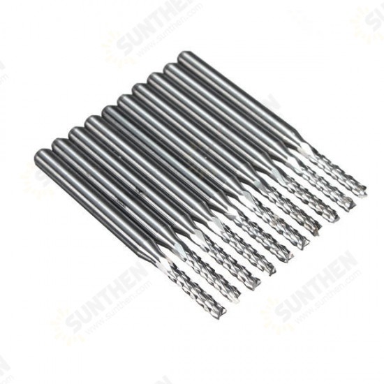 DB-M10 10pcs 3.175x2mm Carbide End Mill Engraving Bits for CNC PCB Machinery Rotary Burrs