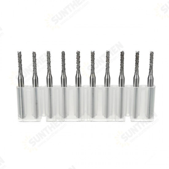 DB-M10 10pcs 3.175x2mm Carbide End Mill Engraving Bits for CNC PCB Machinery Rotary Burrs