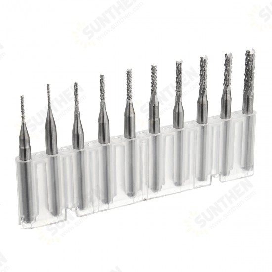 DB-M8 10pcs 0.8-3mm Carbide PCB Drill Bits Engraving Milling Cutter for CNC Rotary Burrs