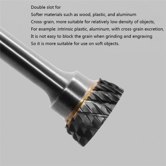 Double Groove Alloy Rotary Boring Tool Tungsten Steel Wood Carving N-type Inverted Cone Milling Cutter Grinding Head