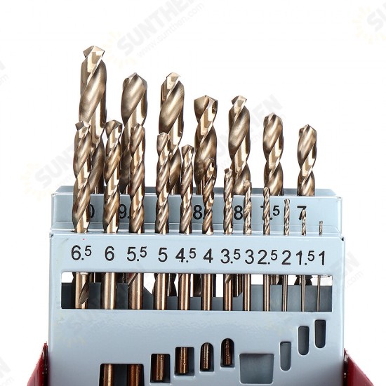 M35 Cobalt Drill Bit Set HSS-Co Jobber Length Twist Drill Bits with Metal Case for Stainless Steel Wood Metal Drilling