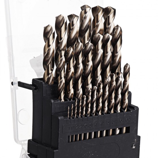 M35 Cobalt Drill Bit Set HSS-Co Jobber Length Twist Drill Bits with Plastic Case for Stainless Steel Wood Metal Drilling