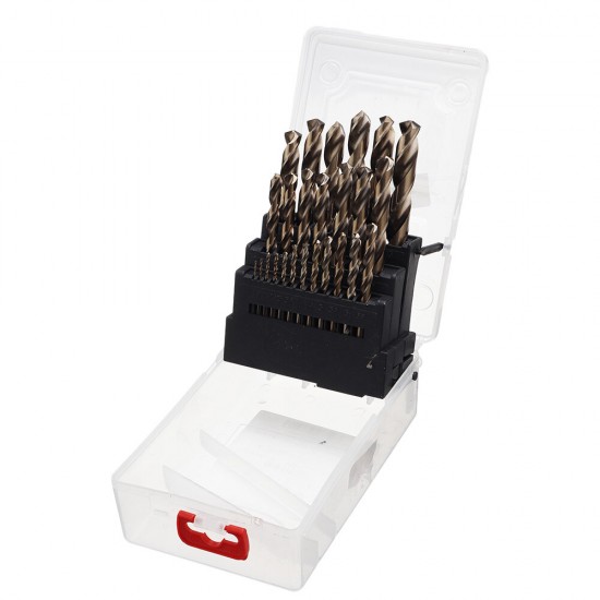 M35 Cobalt Drill Bit Set HSS-Co Jobber Length Twist Drill Bits with Plastic Case for Stainless Steel Wood Metal Drilling