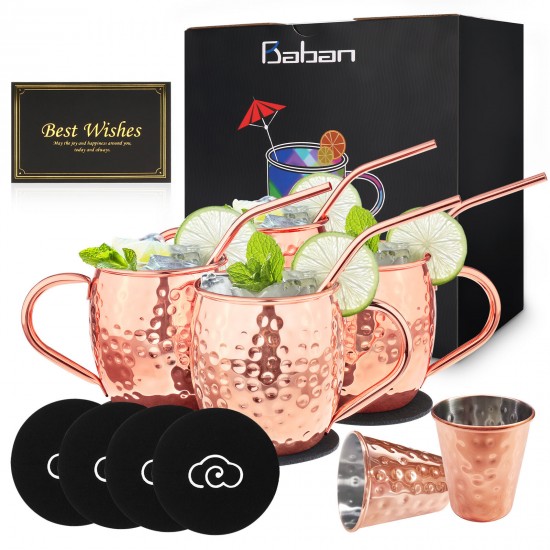 Moscow Mule Cups Set Copper Mugs Moscow Mule Mug with Shot Glasses