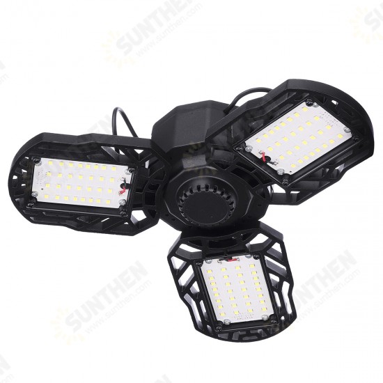 80W LED Garage Lamp Three-Leaves E27 Light Bulb Deformable Shop Work Lighting Home Ceiling Fixtures