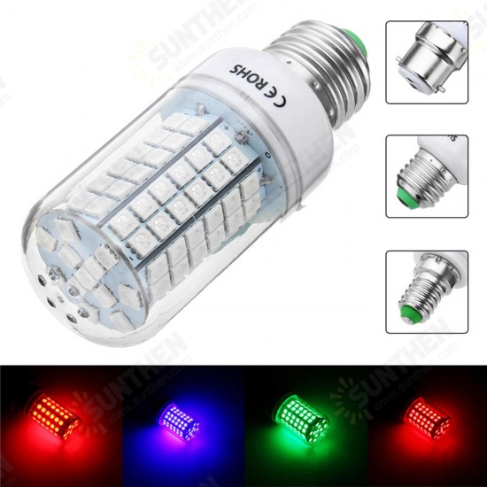 9W E27 B22 E14 5050 SMD Non-dimmable LED Corn Light Bulb Spot Lamp Red Green Blue AC110V