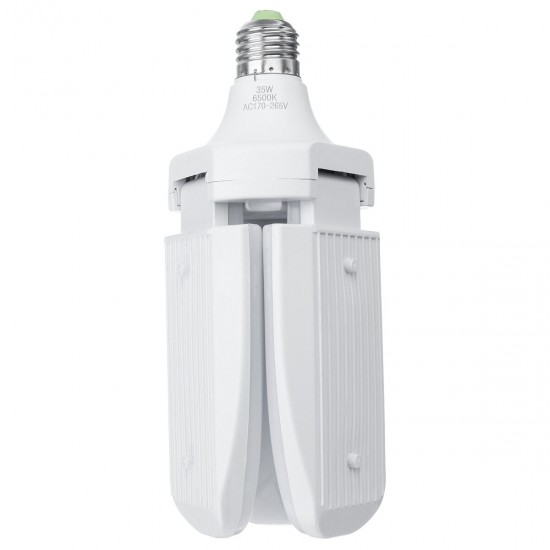 AC85-265V 35W/45W E27 Deformable LED Garage Light Foldable Fan Three-Blade Ceiling Workshop Lamp Bulb