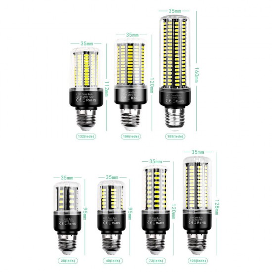 AC85V~265V E27/E14/B22 LED Corn Bulb 5736 LED Black Aluminum Substrate Corn Light Bulb