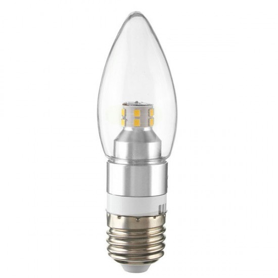 E12/E14/E27 3W Non-Dimmable LED Candle Silver Light Bulb White/Warm White 85-265V