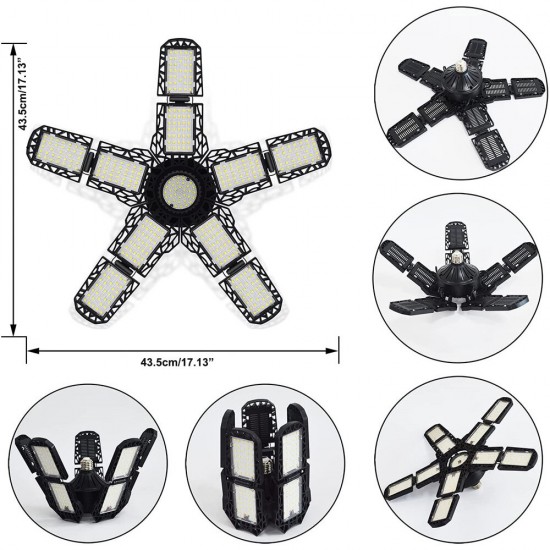 E26/E27 LED Garage Ceiling Lights 180W Deformable Lamp with 10+1 Adjustable Panels