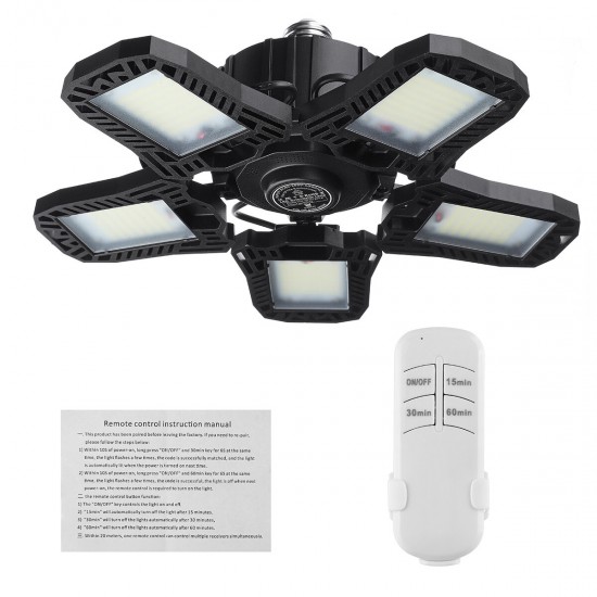 E27 3/4/5 Blades LED Foldable Garage Ceiling Light Mining Workshop Supermarket