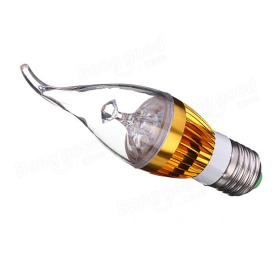 E27 3W AC85-265V White/Warm White Golden Cover LED Candle Light Bulb