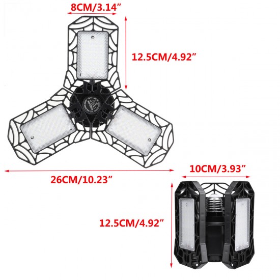 E27 60W Deformable LED Garage Light Foldable Ceiling Lighting High Bay Light Lamp AC85-265V