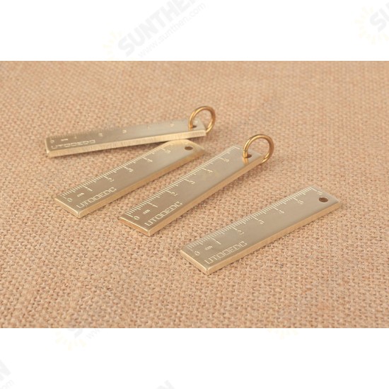 60mm EDC Copper Keychain Good Luck Ruler With Key Ring